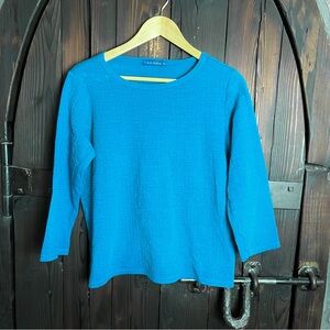 cut loose Teal Blue Textured Crewneck Long Sleeve Top